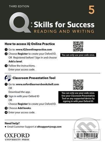 Q: Skills for Success: Reading and Writing 5 - Teacher´s Access Card, 3rd - Nigel A. Caplan, Oxford University Press, 2019