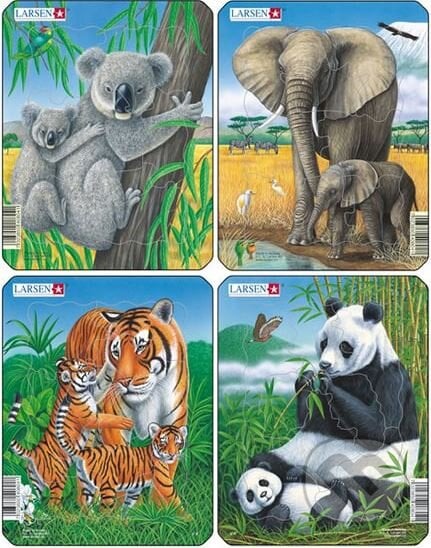 Puzzle MINI: Koala, slon, tygr, panda, Larsen, 2015
