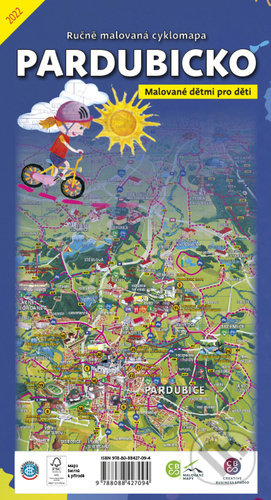 Ručně malovaná cyklomapa Pardubicko, Malované Mapy, 2022