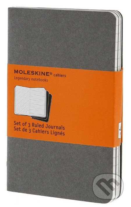 Moleskine – sada 3 malých linajkových zápisníkov Cahiers - svetlosivá, Moleskine, 2013