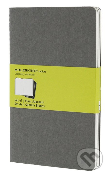 Moleskine – sada 3 stredných čistých zápisníkov Cahiers – svetlosivá, Moleskine, 2013