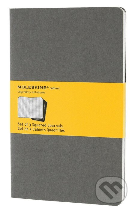 Moleskine – sada 3 stredných štvorčekových zápisníkov Cahiers – svetlosivá, Moleskine, 2013