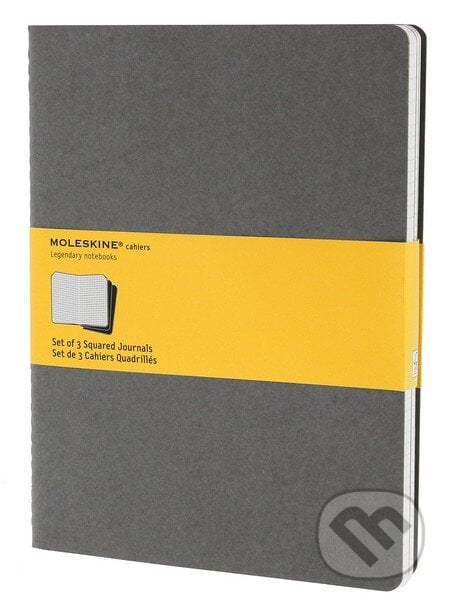 Moleskine – sada 3 veľkých štvorčekových zápisníkov Cahiers – svetlosivá, Moleskine, 2013