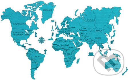 Mapa Sveta XL – modrá, WOODENCITY