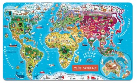 Mapa sveta – Drevené magnetické puzzle, Janod, 2013