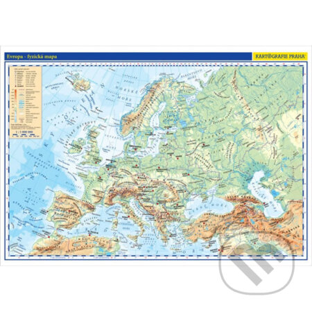 Evropa - školní fyzická nástěnná mapa, Kartografie Praha, 2019