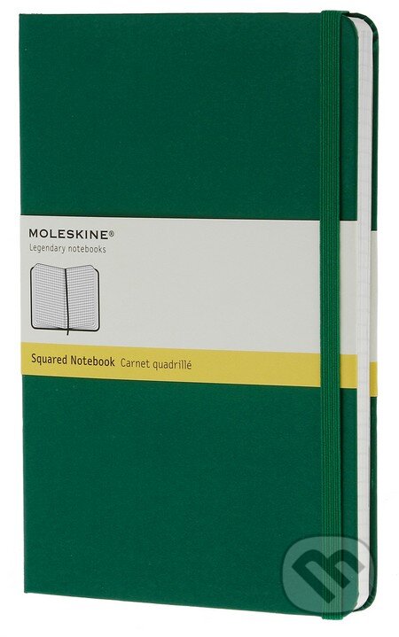 Moleskine – stredný štvorčekový zápisník (pevná väzba) – zelený, Moleskine