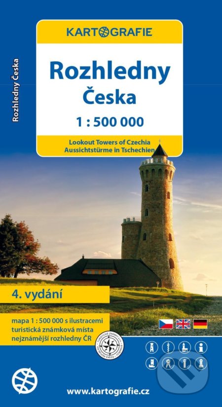 Rozhledny Česka 1:500 000, Kartografie Praha, 2022