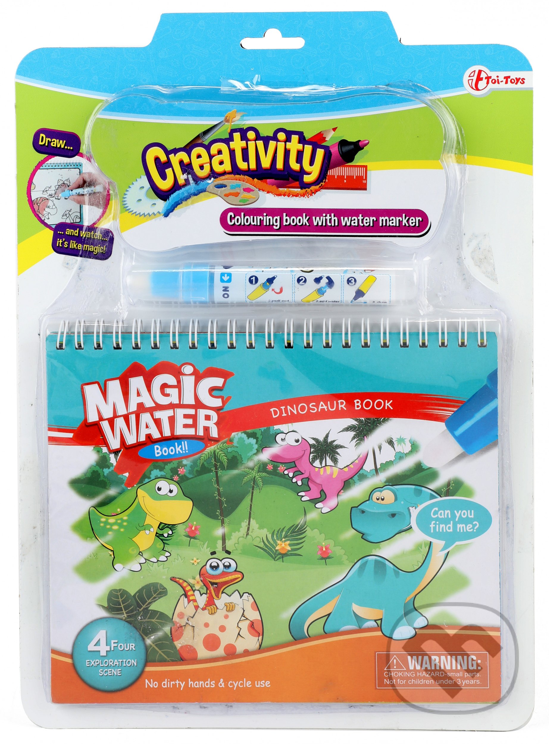 Kouzelné malování vodou - Dinosauři (S magickou tužkou na kartě)