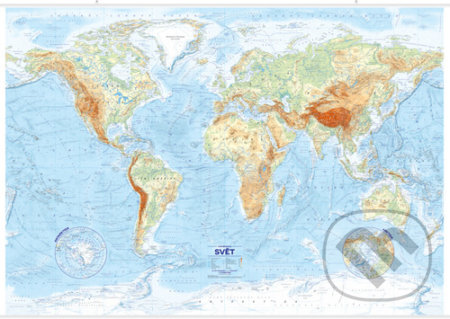 Svět Nástěnná mapa reliéfy a povrch (1:21 000 000)