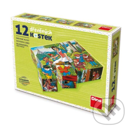 Dřevěné kostky Sněhurka (12 kostek)