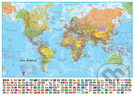 Svet - politická mapa s vlajkami 1:30 mil. (nástenná laminovaná mapa)