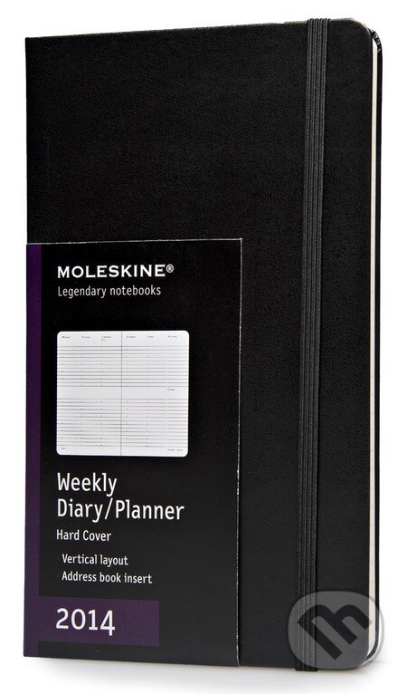 Moleskine – 12-mesačný vertikálny diár 2014 čierny (stredný, týždenný, pevná väzba), Moleskine, 2013