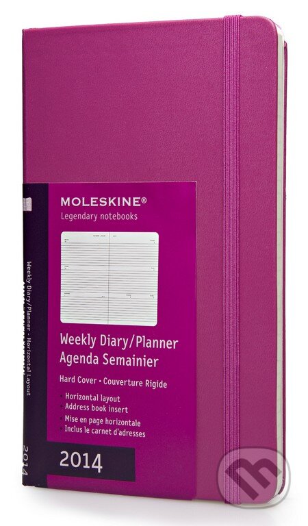 Moleskine – 12-mesačný horizontálny diár 2014 ružový (stredný, týždenný, pevná väzba), Moleskine, 2013