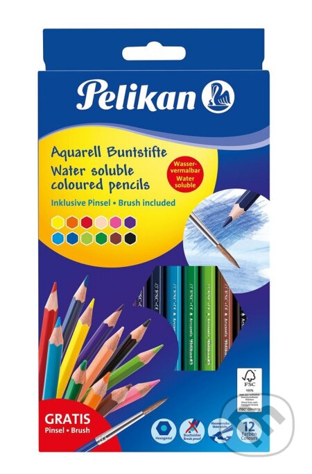 Pastelky akvarelové 12ks, Pelikan, 2022