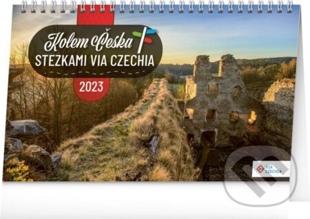 Stolní kalendář Kolem Česka stezkami Via Czechia 2023, Presco Group, 2022
