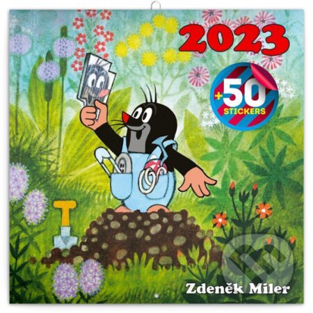 Poznámkový nástěnný kalendář Krteček s 50 samolepkami 2023, Presco Group, 2022