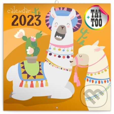 Poznámkový nástěnný kalendář Šťastné lamy 2023, Presco Group, 2022