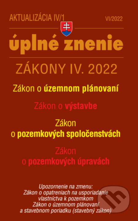 Aktualizácia IV/1/2022 - bývanie, stavebný zákon, Poradca s.r.o., 2022