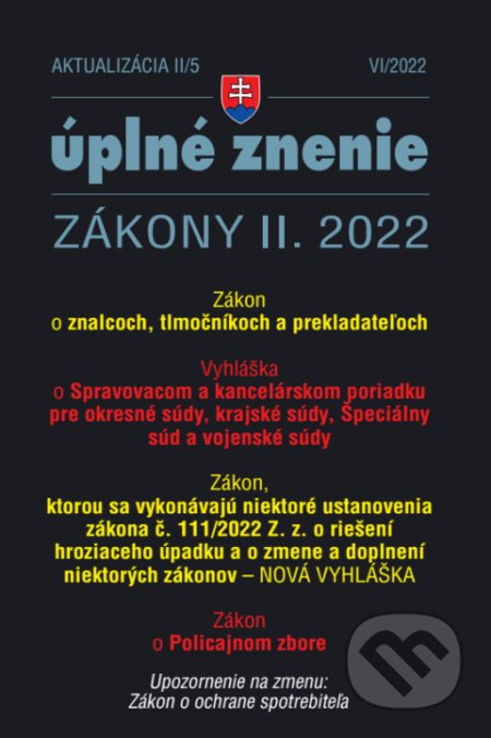 Aktualizácia II/5 - Policajný zbor, tlmočníci, znalci a prekladatelia, Poradca s.r.o., 2022