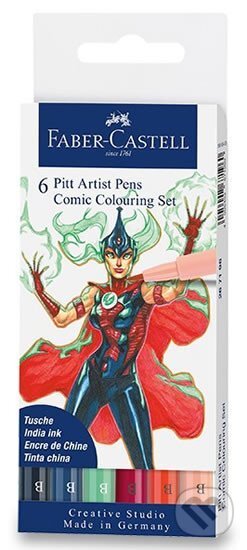 Popisovač Pitt Artist Pen Comic - mix barev 6 ks, Faber-Castell, 2020