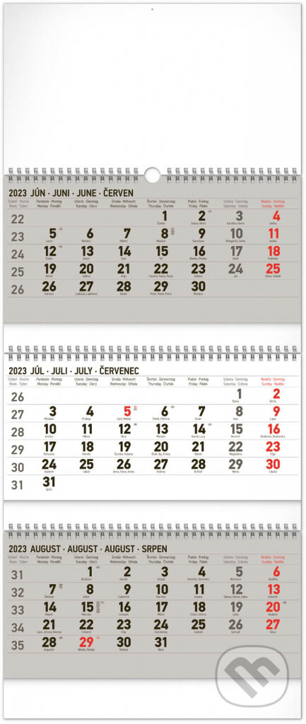 Nástenný kalendár 3-mesačný štandard skladací 2023, Presco Group, 2022