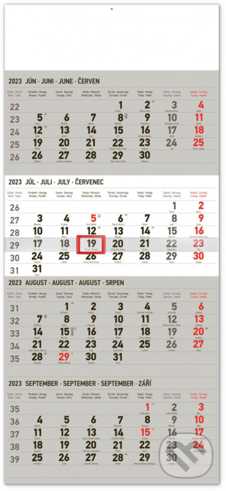 Nástenný kalendár 4-mesačný štandard 2023, Presco Group, 2022