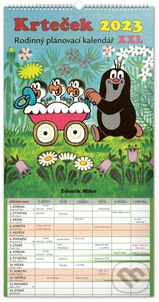 Nástěnný Rodinný plánovací kalendář Krteček XXL 2023, Presco Group, 2022