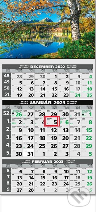 Štandard 3-mesačný Eco nástenný kalendár 2023 - jazero, Spektrum grafik, 2022