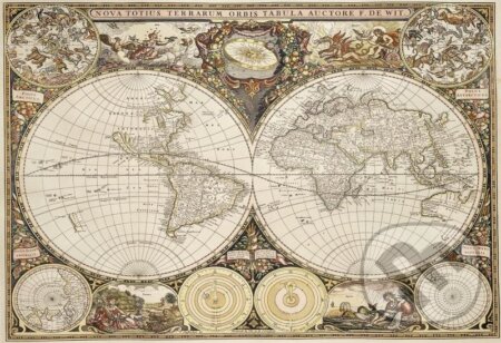 Antická mapa světa 2v1, dřevěné