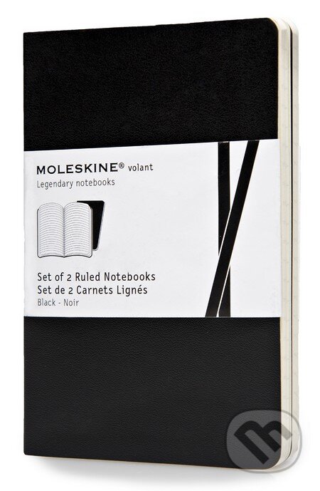 Moleskine - sada 2 malých linajkovaných zápisníkov Volant (mäkká väzba) - čierny, Moleskine
