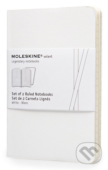Moleskine - sada 2 malých linajkových zápisníkov Volant (mäkká väzba) - biely, Moleskine