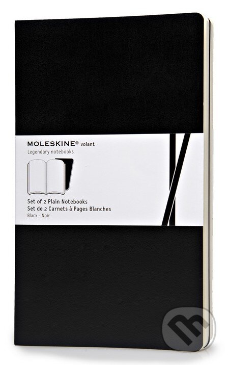 Moleskine - sada 2 stredných čistých zápisníkov Volant (mäkká väzba) - čierny, Moleskine