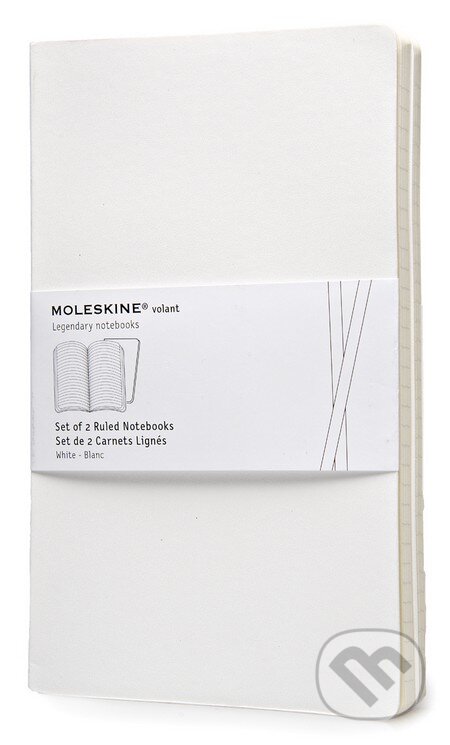 Moleskine - sada 2 stredných linajkových zápisníkov Volant (mäkká väzba) - biely, Moleskine
