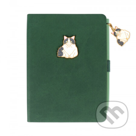 Luxusný diár s perom - Mačka na zelenej, Albi, 2022