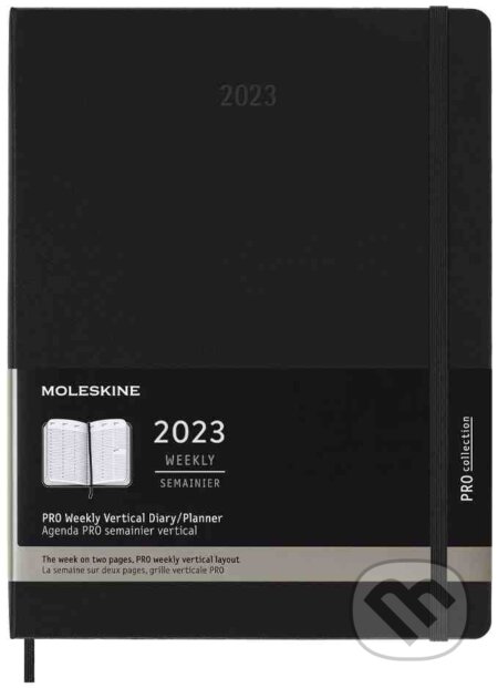 Moleskine – 12-mesačný čierny vertikálny PRO diár 2023, Moleskine, 2022