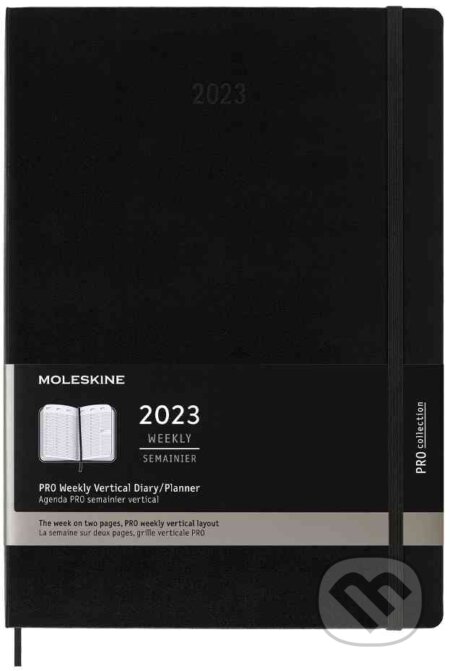 Moleskine – 12-mesačný čierny vertikálny PRO diár 2023, Moleskine, 2022