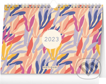 Měsíční plánovací kalendář Listy s háčkem - stolní kalendář, Presco Group, 2022