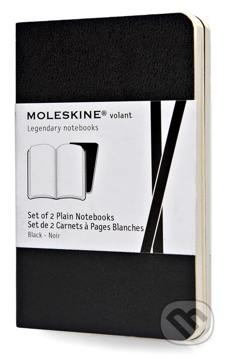 Moleskine - sada 2 extra malých čistých zápisníkov Volant (mäkká väzba) - čierny, Moleskine, 2014