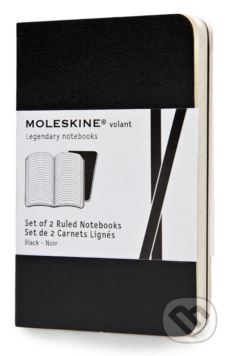Moleskine - sada 2 extra malých linajkovaných zápisníkov Volant (mäkká väzba) - čierny, Moleskine, 2014