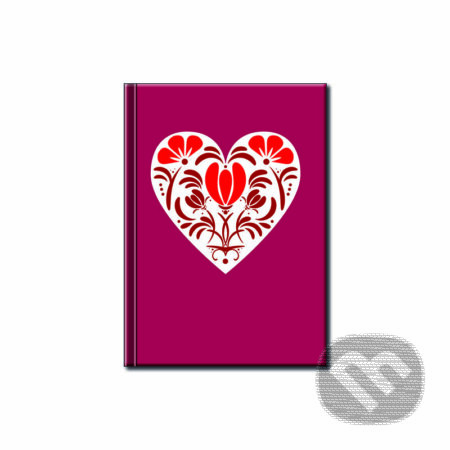 Notes Mini – Folk Srdce červený (linajkovaný)