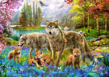 Krasny: Spring Wolf Family, Bluebird, 2022