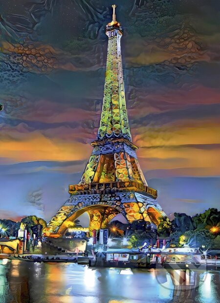 Eiffel Tower at Sunset, Paris, France, Bluebird, 2022
