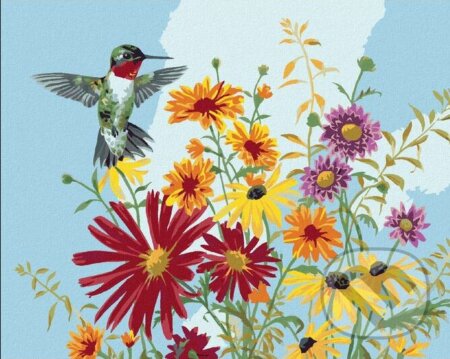 Malování podle čísel: Ledňáčk a květy Abraham Hunter