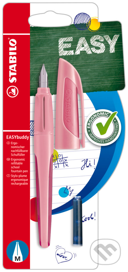 Plniace pero so štandardným hrotom M-STABILO EASYbuddy pastelovo ružová, STABILO, 2022