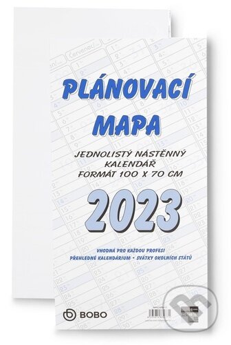 Plánovací roční mapa B1 skládaná 2023 - nástěnný kalendář, BOBO BLOK, 2022