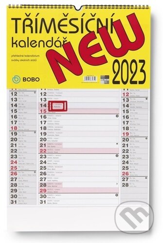 Tříměsíční New 2023 - nástěnný kalendář, BOBO BLOK, 2022
