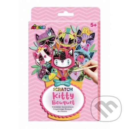 Škrabací obrázky - kytice (kočka)