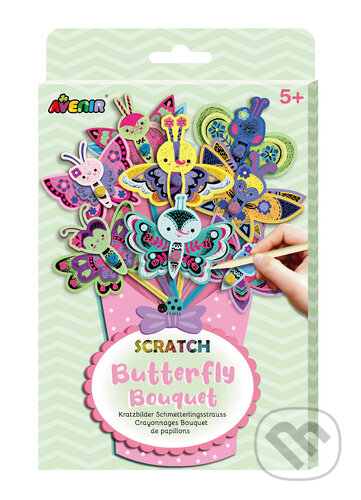 Škrabací obrázky - kytice (motýli)