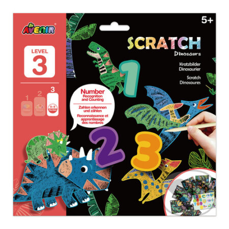 Škrabací obrázky - Level 3 Dinosauři